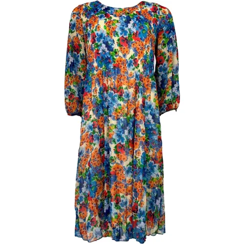 Blue Flower Dress Dieppe.Es24 Style , female, Sizes: 2XL, XL, L - 2-Biz - Modalova