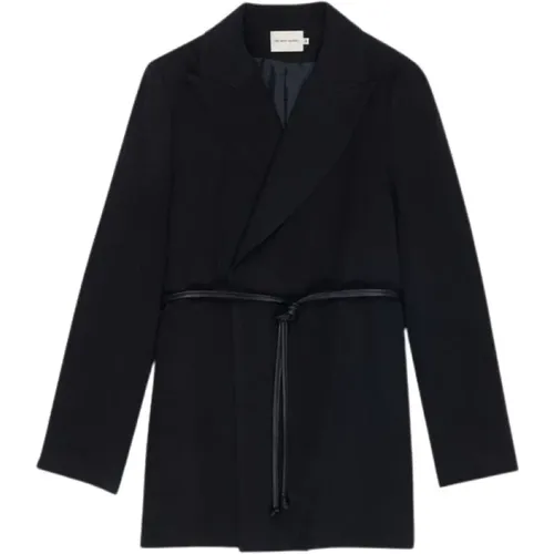 Schwarzer Blazer mit Leder Gürtel , Damen, Größe: XS - The New Society - Modalova