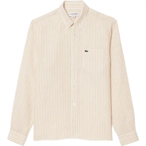 Striped Linen Shirt , male, Sizes: XL, M, 2XL, L - Lacoste - Modalova