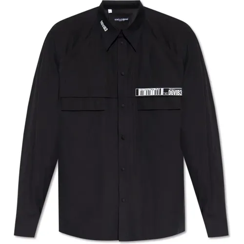 Shirt with logo , male, Sizes: M - Dolce & Gabbana - Modalova