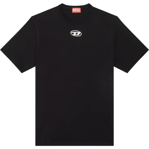 T-Shirt mit Spritzguss-Logo , Herren, Größe: L - Diesel - Modalova