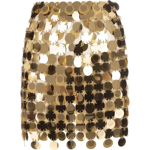 Golden Disc Mini Skirt , female, Sizes: M, XS - Paco Rabanne - Modalova