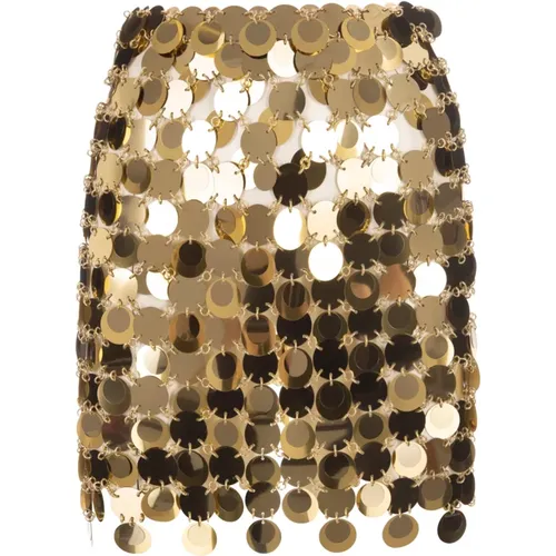 Golden Disc Mini Skirt , female, Sizes: S, M - Paco Rabanne - Modalova