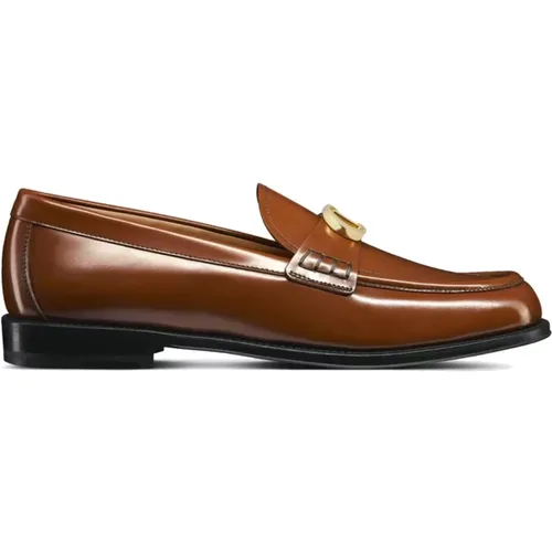 Leather Loafers with Gold-tone Hardware , male, Sizes: 13 UK - Dior - Modalova