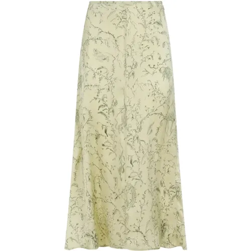 Green Silk Midi Skirt , female, Sizes: S, 2XS, XS - Fabiana Filippi - Modalova