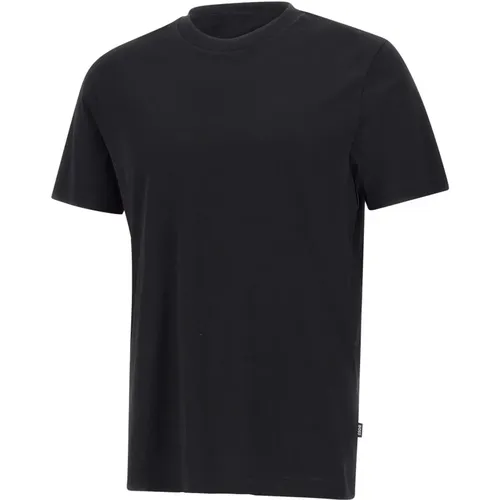 Schwarzes Mercerisiertes Baumwoll-T-Shirt Rundhals , Herren, Größe: M - Hugo Boss - Modalova