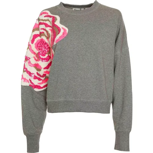 Sequin Flower Sweatshirt , female, Sizes: L - Essentiel Antwerp - Modalova