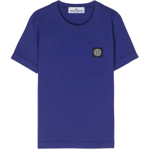 Elektrisch blaues Kinder-T-Shirt mit Logopatch - Stone Island - Modalova