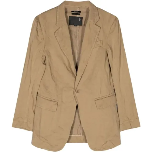 Khaki Oversized Ragged Blazer , female, Sizes: S - R13 - Modalova