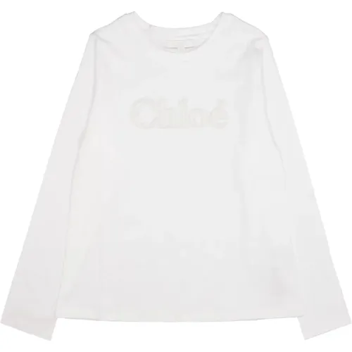 Kinder Besticktes Logo T-Shirt - Chloé - Modalova
