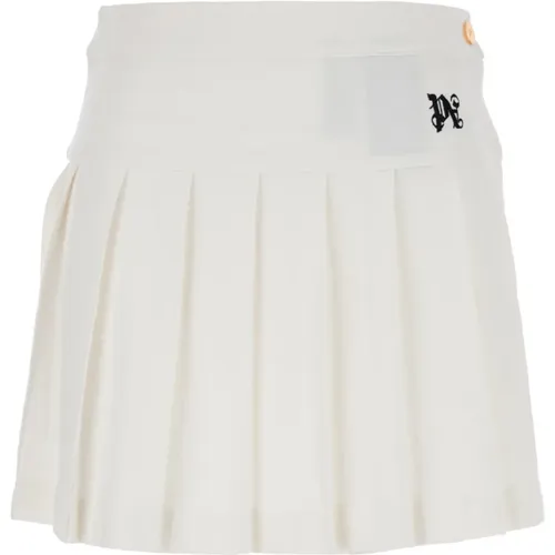 Monogram Pleated Skirt Off , female, Sizes: M - Palm Angels - Modalova