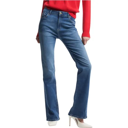 Stone-washed High-Waist Gerades Jeans , Damen, Größe: W27 - Kocca - Modalova