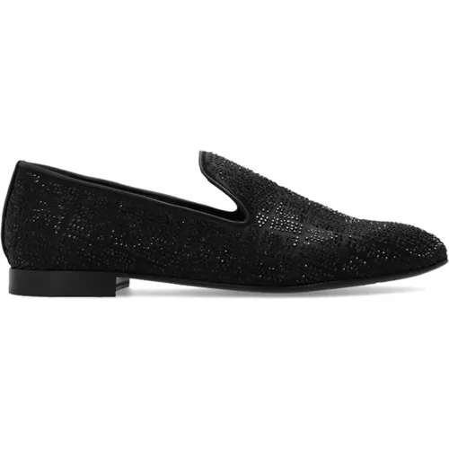 Crystal-embellished satin slippers , male, Sizes: 10 UK, 11 UK, 8 UK - Versace - Modalova