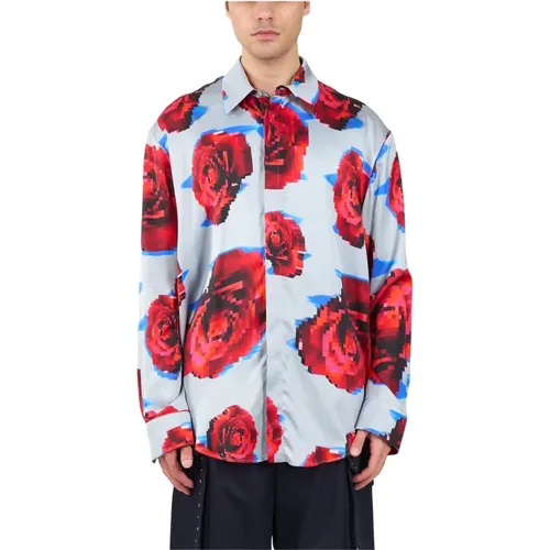 Viscose Shirt with Hidden Front Buttons , male, Sizes: 2XL - Msgm - Modalova