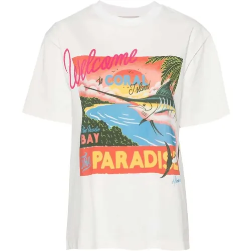 Tropical Symbol Print Cotton T-shirt , female, Sizes: M, S - Alemais - Modalova