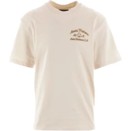 Alabaster Cotton Jersey T-shirt with Motors Logo , male, Sizes: S - Amiri - Modalova