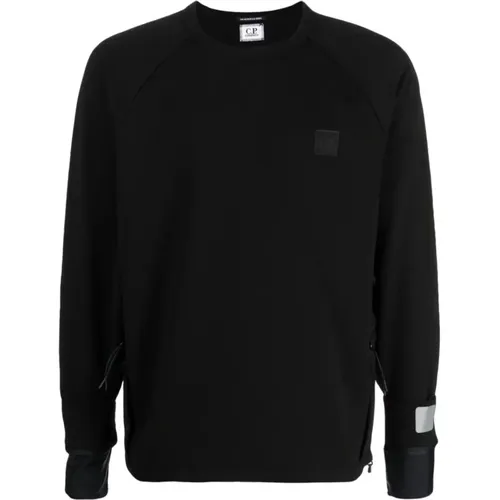 Schwarzer Sweatshirt aus Stretch-Baumwollfleece , Herren, Größe: L - C.P. Company - Modalova