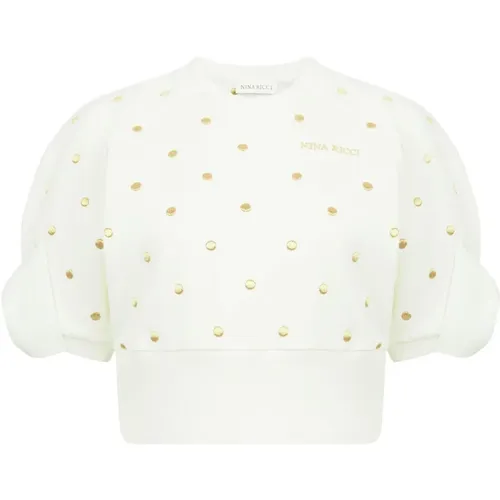 Weiß Gold Polka Dot Crop Top , Damen, Größe: 3XL - Nina Ricci - Modalova