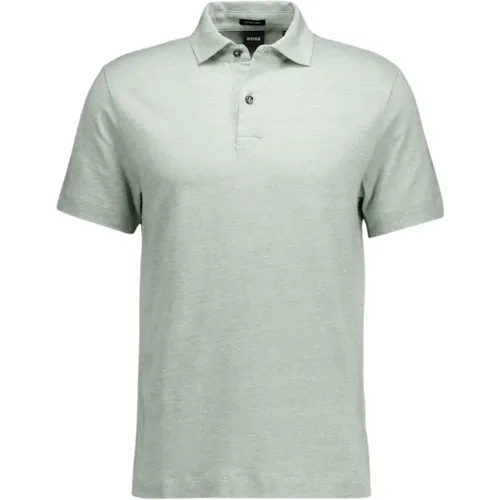 Stilvolles Grünes Leinen-Baumwoll Polo Shirt , Herren, Größe: XL - Boss Black - Modalova