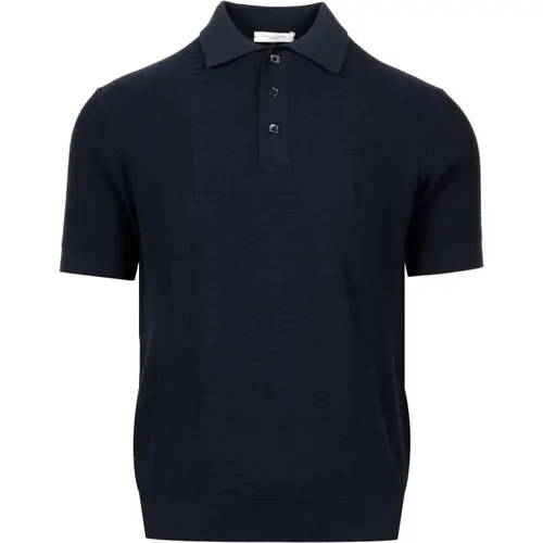 Blau Baumwoll-Poloshirt mit Kragen , Herren, Größe: XL - Paolo Pecora - Modalova