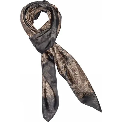 Printed Silk Scarf Grey/Sand , female, Sizes: ONE SIZE - Gustav - Modalova