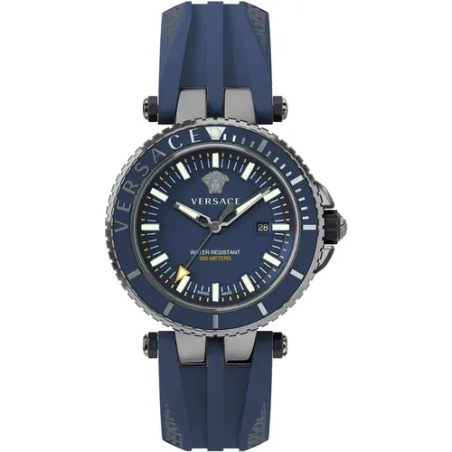 Taucher Blaues Silikonband Uhr - Versace - Modalova