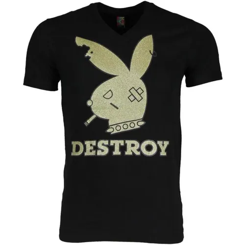 Bunny Destroy - Herren T-Shirt - 1334Z , Herren, Größe: XL - Local Fanatic - Modalova