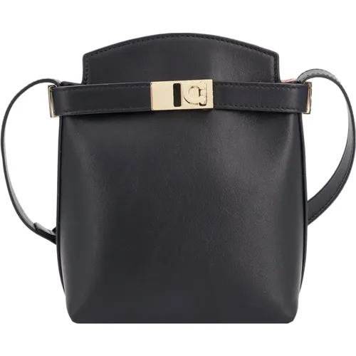 Leather Shoulder Bag with Three Compartments , female, Sizes: ONE SIZE - Salvatore Ferragamo - Modalova
