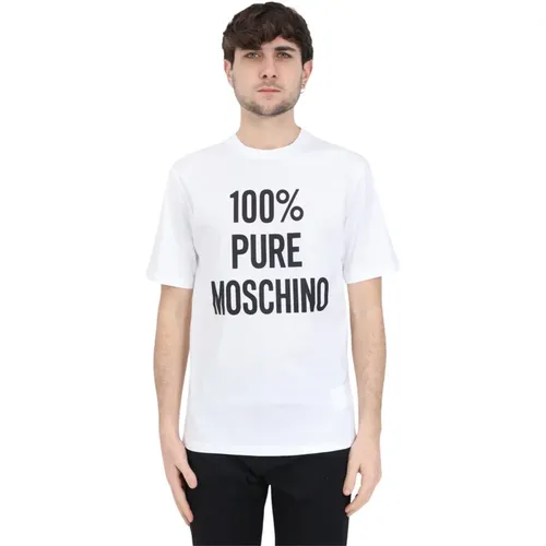 Bio-Baumwoll-T-Shirt mit Kontrastdruck , Herren, Größe: XL - Moschino - Modalova