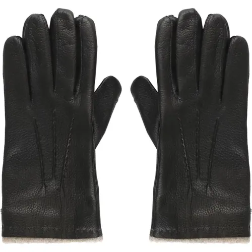 Leather Wool and Cashmere Gloves with Embroidered Details , male, Sizes: 8 1/2 IN, 9 IN - Orciani - Modalova
