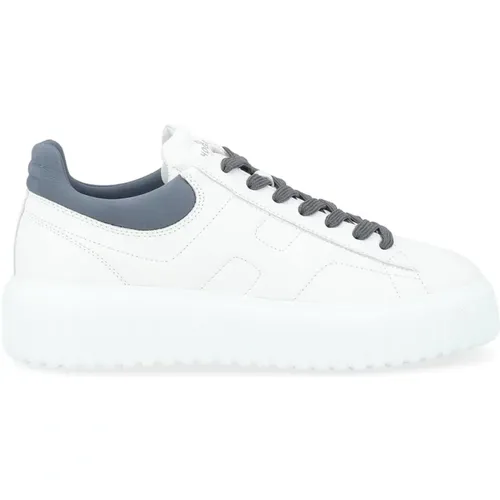 Weiße und Blaue H-Stripes Leder Sneakers - Hogan - Modalova