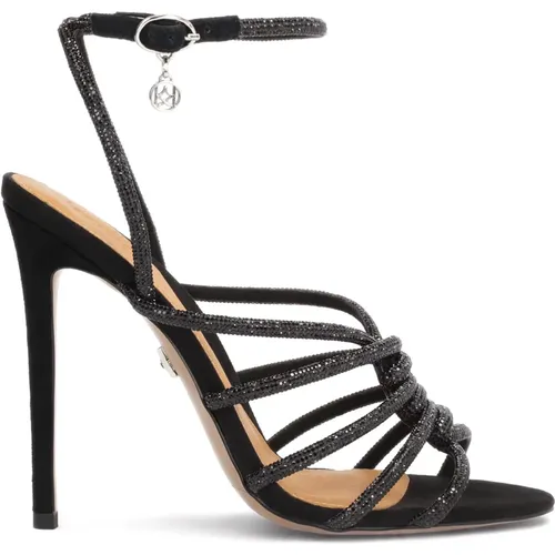 Verzierte schwarze Sandalen mit funkelnden Riemen , Damen, Größe: 35 EU - Kazar - Modalova