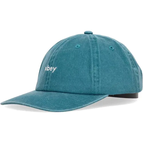 Curved Visor Strapback Cap Pigment Teal , male, Sizes: ONE SIZE - Obey - Modalova