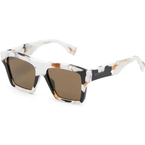 Weiße Sonnenbrille mit Originalzubehör , Herren, Größe: 55 MM - Gucci - Modalova