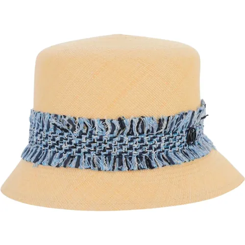 Blauer Brisa Tweed Hut mit Monogramm - Maison Michel - Modalova