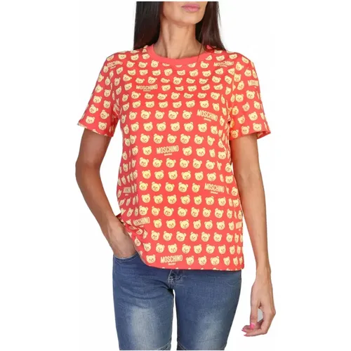 Logo Print T-Shirt Frühling/Sommer , Damen, Größe: S - Moschino - Modalova