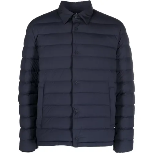 Navy Padded Down-Feather Jacket for Men , male, Sizes: 2XL - Herno - Modalova