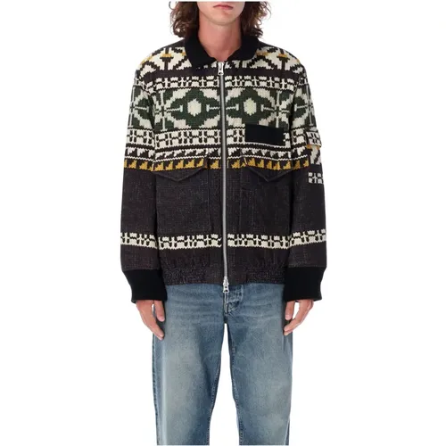 Pattern Knit Jacket Black Green , male, Sizes: M - Sacai - Modalova