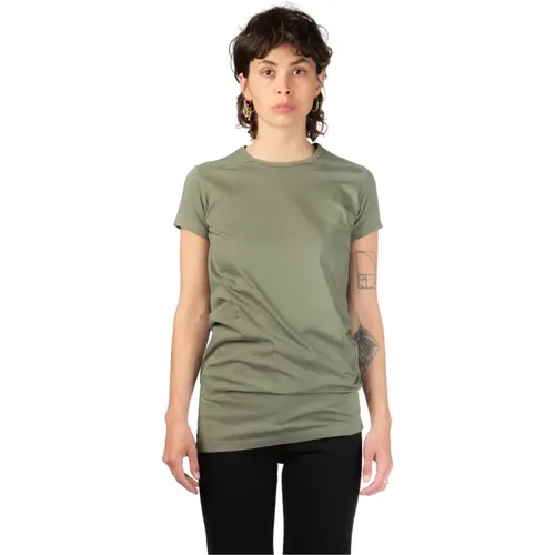 Grünes Baumwoll-T-Shirt Basic Level , Damen, Größe: S - Rick Owens - Modalova