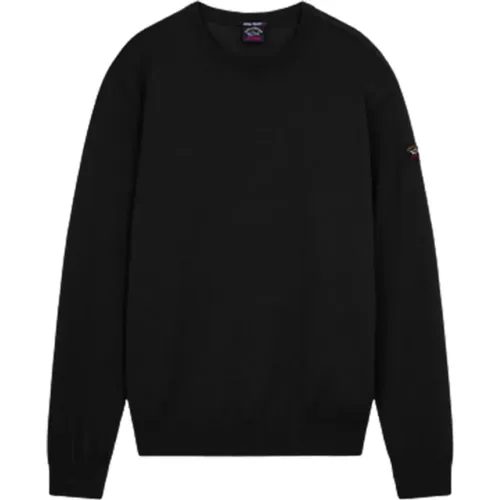 Schwarzer Pullover mit Logo-Badge , Herren, Größe: L - PAUL & SHARK - Modalova