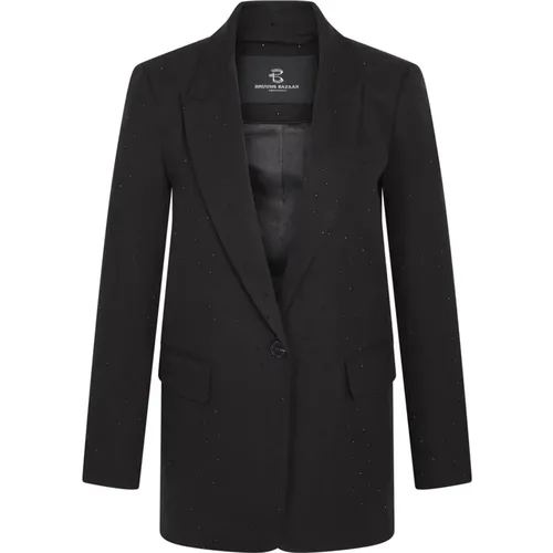 Schwarzer Blazer mit V-Ausschnitt und Klappentaschen , Damen, Größe: XL - Bruuns Bazaar - Modalova