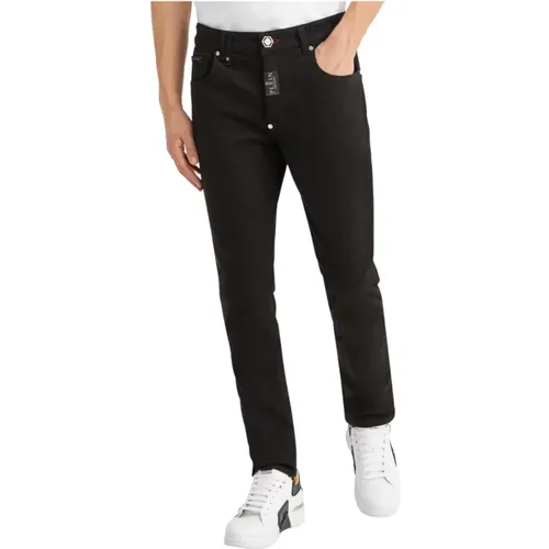 Schwarze Slim Elastische Jeans , Herren, Größe: W33 - Philipp Plein - Modalova