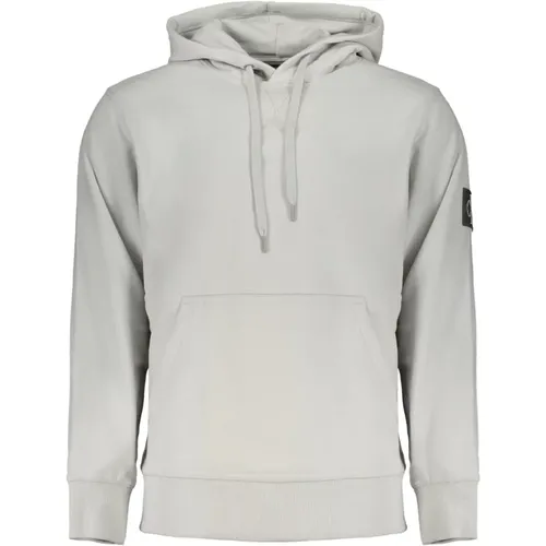 Grauer Hoodie mit Logo-Applikation , Herren, Größe: 2XL - Calvin Klein - Modalova