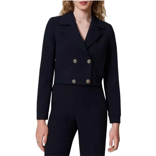 Kurze Cady Crepe Jacke , Damen, Größe: XS - Twinset - Modalova