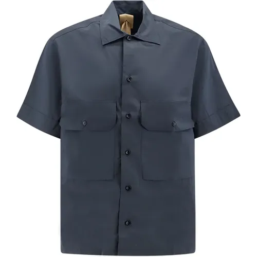 Blaues Kurzarmhemd mit französischem Kragen , Herren, Größe: 3XL - Ten C - Modalova