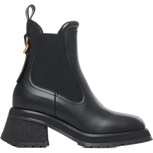 Leather Chelsea Ankle Boots , female, Sizes: 4 1/2 UK, 5 1/2 UK, 5 UK, 7 UK, 6 1/2 UK, 6 UK, 4 UK, 3 UK, 3 1/2 UK - Moncler - Modalova