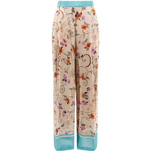 Floral Print Viscose Trouser , female, Sizes: XS, S - Semicouture - Modalova