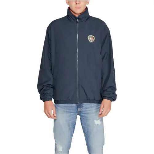 Blaue Zip-up Jacke mit Taschen - Tommy Hilfiger - Modalova