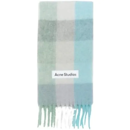 Turquoise Plaid Embroidered Scarf , unisex, Sizes: ONE SIZE - Acne Studios - Modalova