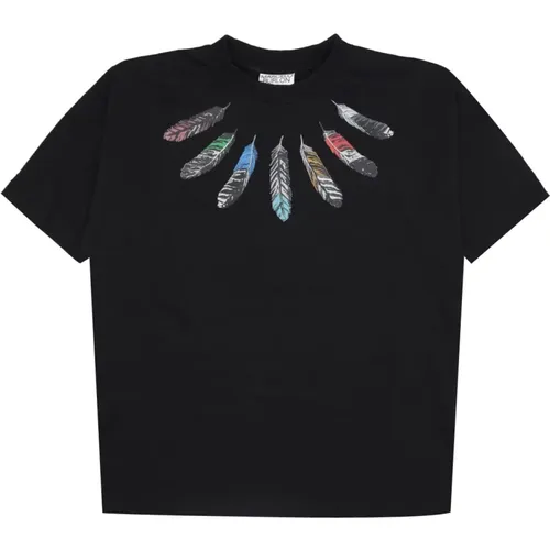Baumwoll-T-Shirt mit Multicolor-Flügeldruck - Marcelo Burlon - Modalova
